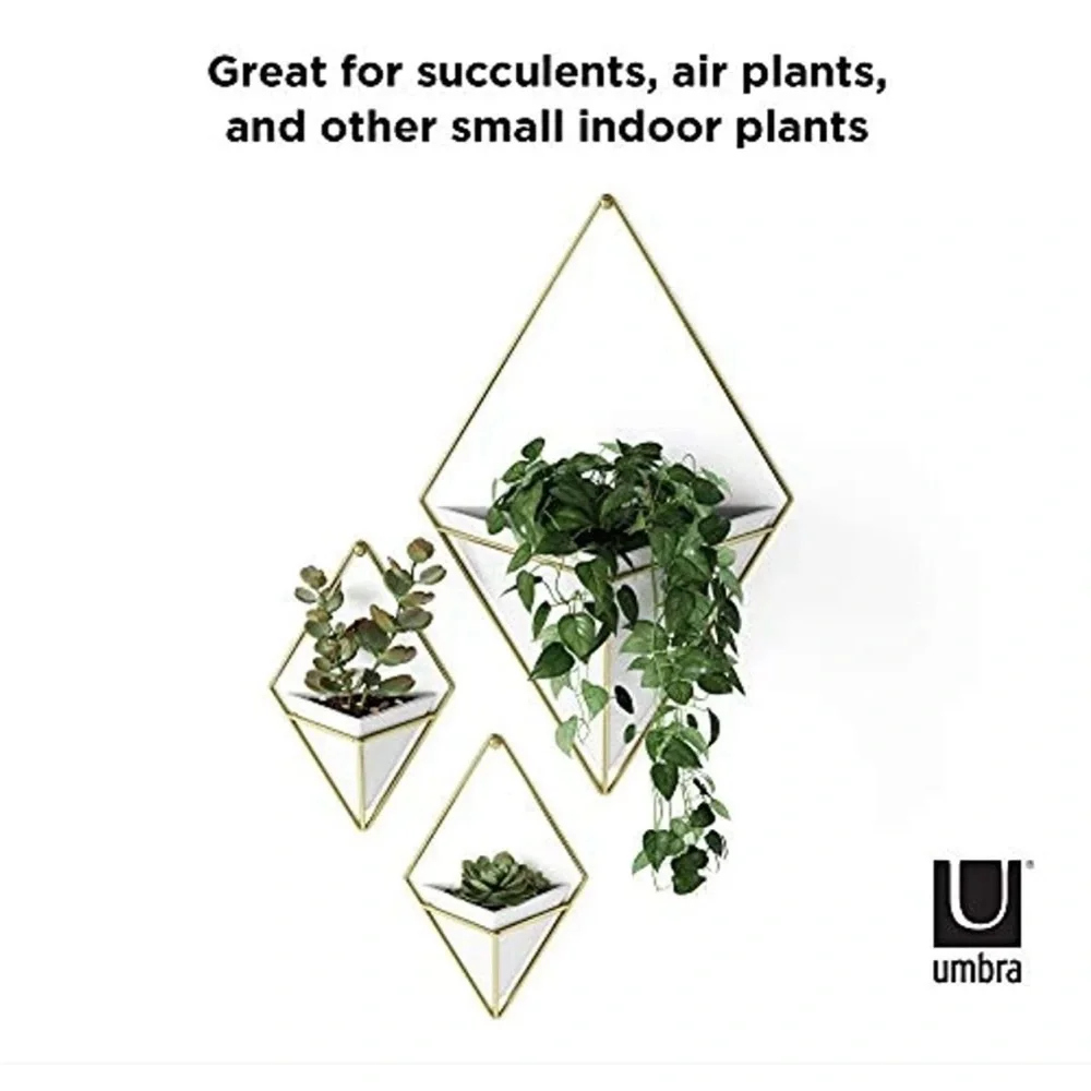Umbra White and Gold Geometric Wall Planter Pair